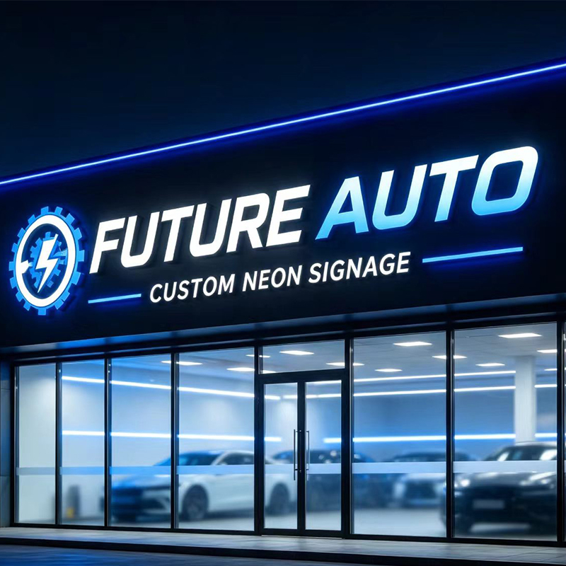 Auto Repair Shop Logo Design - Letreiro 3D Personalizado com LED Iluminado